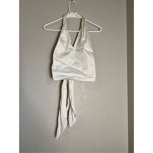 Lafayette 148 white halter tie wrap shirt top 10 - Picture 1 of 3